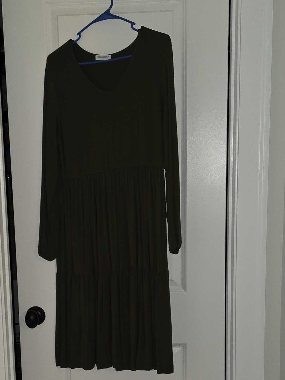 Smallshow Olive Maternity Ruffle Long Sleeve Tiered Dress